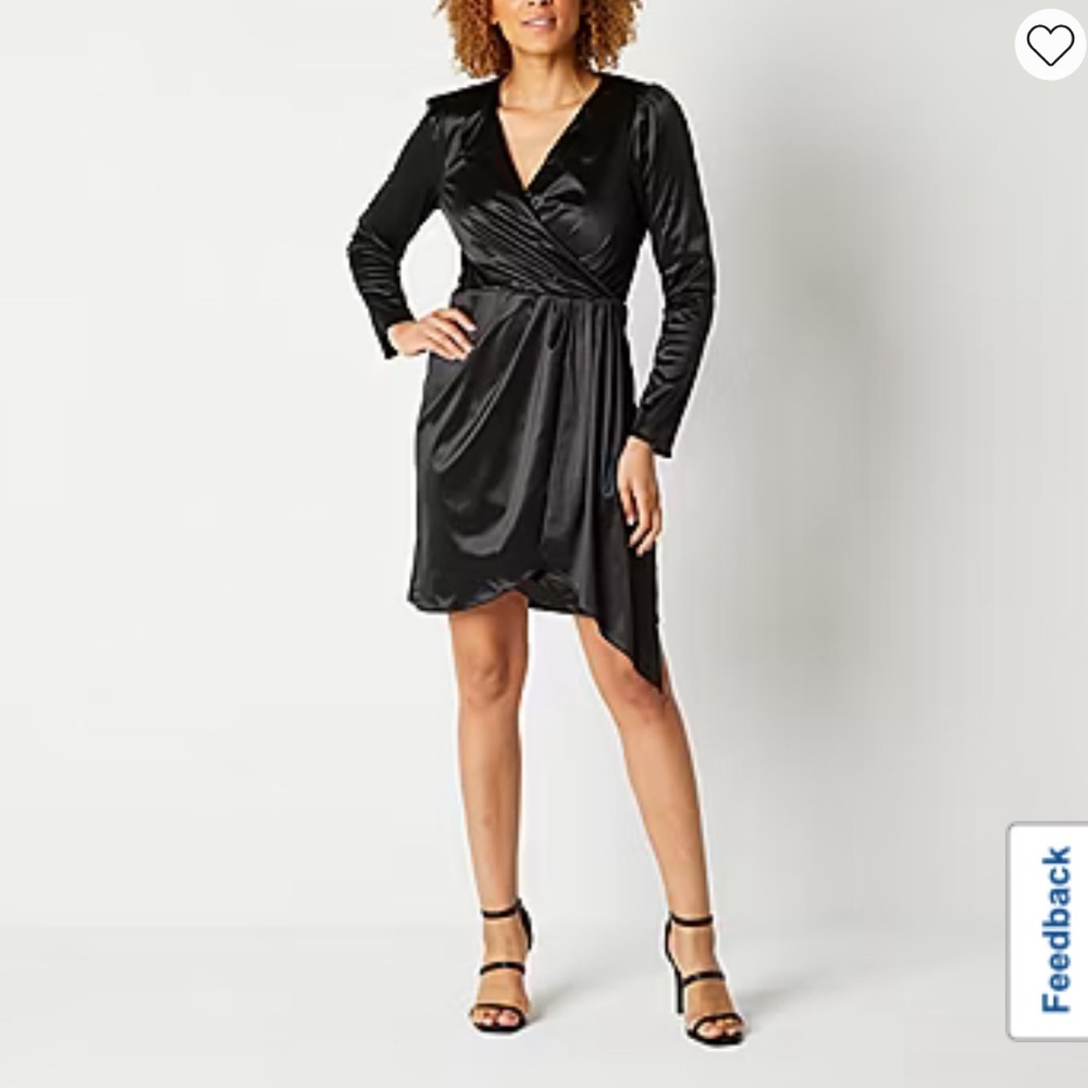 Maia Satin Womens Long Sleeve Wrap Dress NWT Size 14